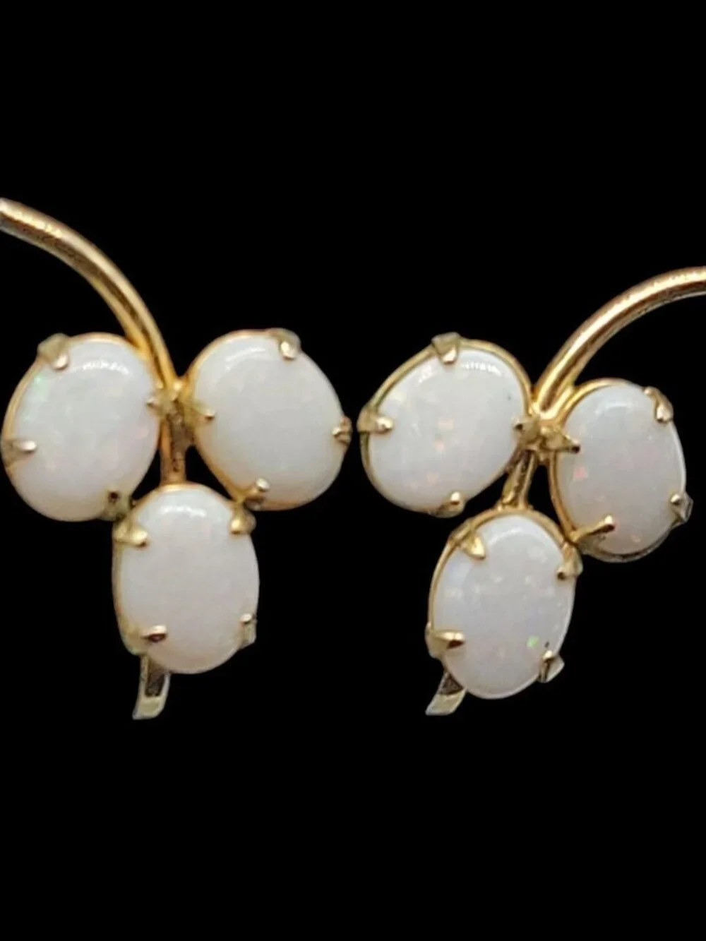 Sorrento 12kGF Faux Opal Cluster Clipped On Earrings Yellow Gold Filled Vintage